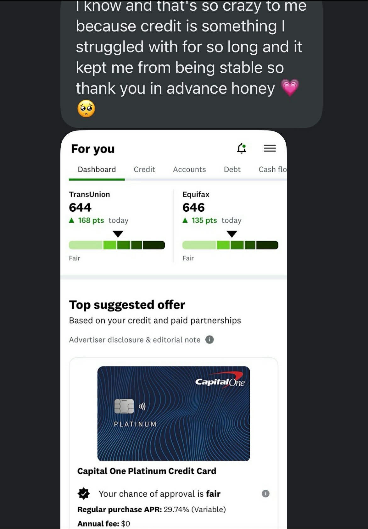 TransUnion +168 pts, Equifax +135 pts